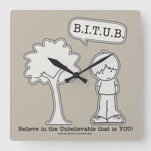Reloj Cuadrado BITUB Pattern (Believe in the Unbelievable) (Anverso)