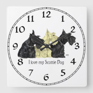 Reloj Cuadrado Black and Wheaten Scotties