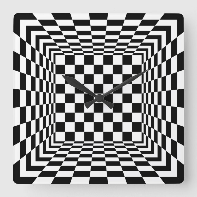 Reloj Cuadrado black and white checkered (Anverso)