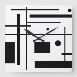 Reloj Cuadrado Black And White Geometric Shapes Clock
