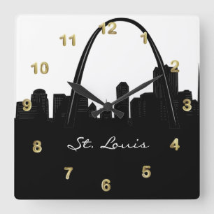 Reloj Cuadrado Black and White St. Louis Skyline