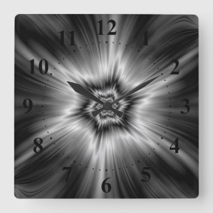 Reloj Cuadrado Black and White Star Burst
