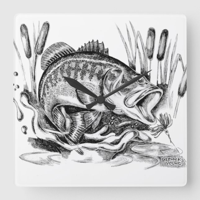Reloj Cuadrado Black bass (Anverso)
