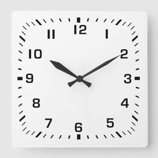Reloj Cuadrado Black Face Numbers with Square Minute Ticks (Anverso)