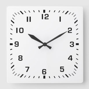 Reloj Cuadrado Black Face Numbers with Square Minute Ticks
