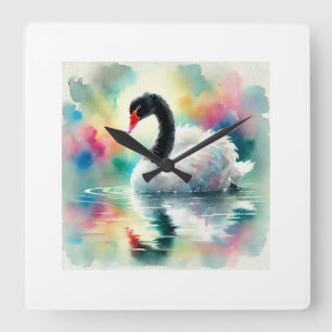Reloj Cuadrado Black Necked Swan 230824AREF127 - Watercolor