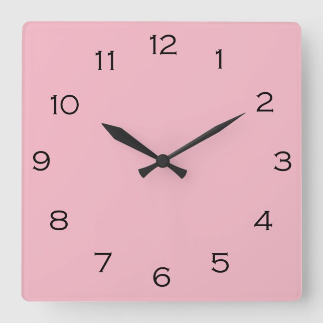 Reloj Cuadrado Black Numbers On Pink wccn (Anverso)