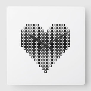 Reloj Cuadrado Black pixel heart