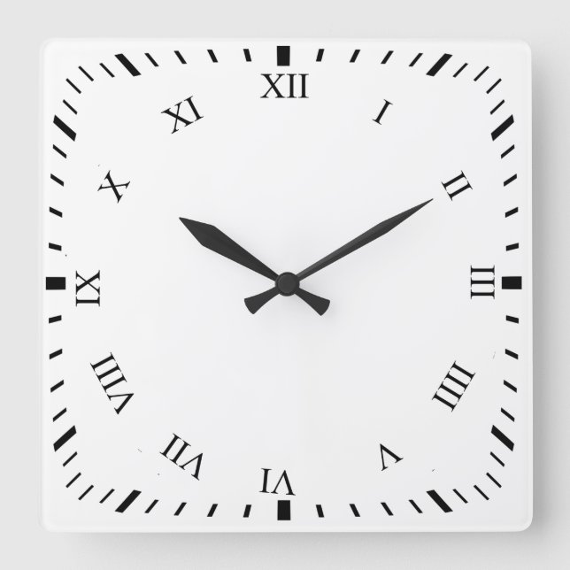 Reloj Cuadrado Black Roman Numbers Clock Face Square Clock (Anverso)