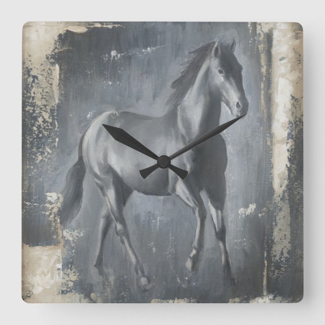 Reloj Cuadrado Black Running Stallion (Anverso)