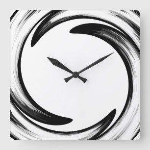 Reloj Cuadrado Black Swirl Abstract Art