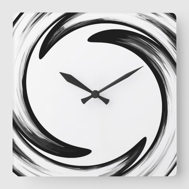 Reloj Cuadrado Black Swirl Abstract Art (Anverso)