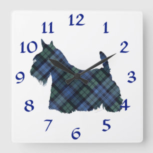 Reloj Cuadrado Black Watch Tartan Scottish Terrier