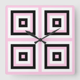 Reloj Cuadrado Black, White and Pink Squares