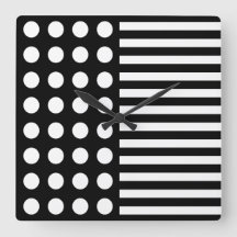 Black & White Polka Dots And Stripes Pattern