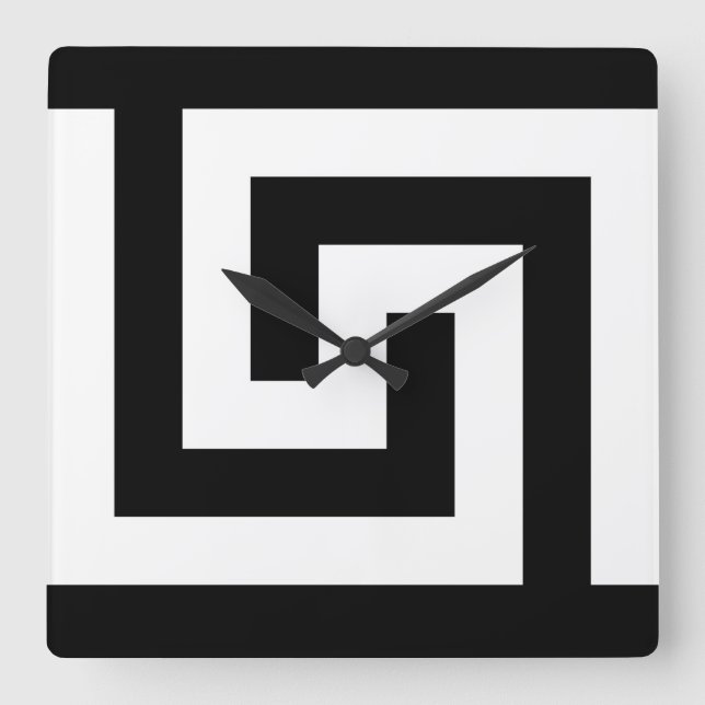 Reloj Cuadrado Black White Timeless Greek Key Modern (Anverso)