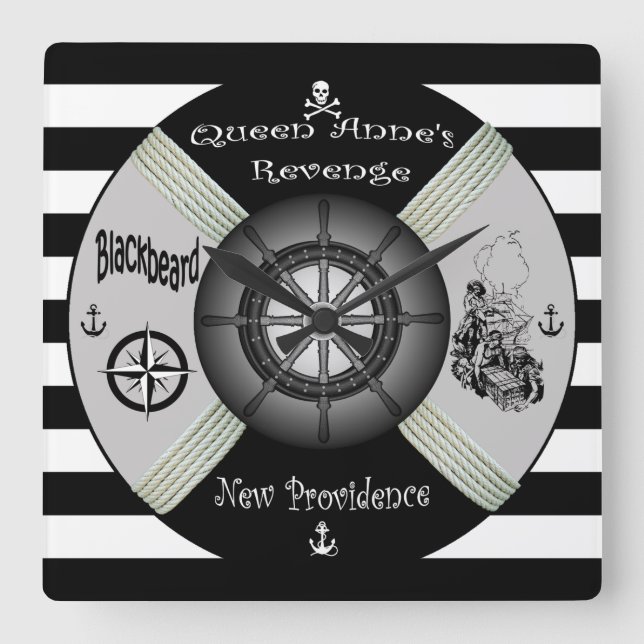 Reloj Cuadrado Blackbeard ~Queen Anne's Revenge ~Pirate~Life-ring (Anverso)