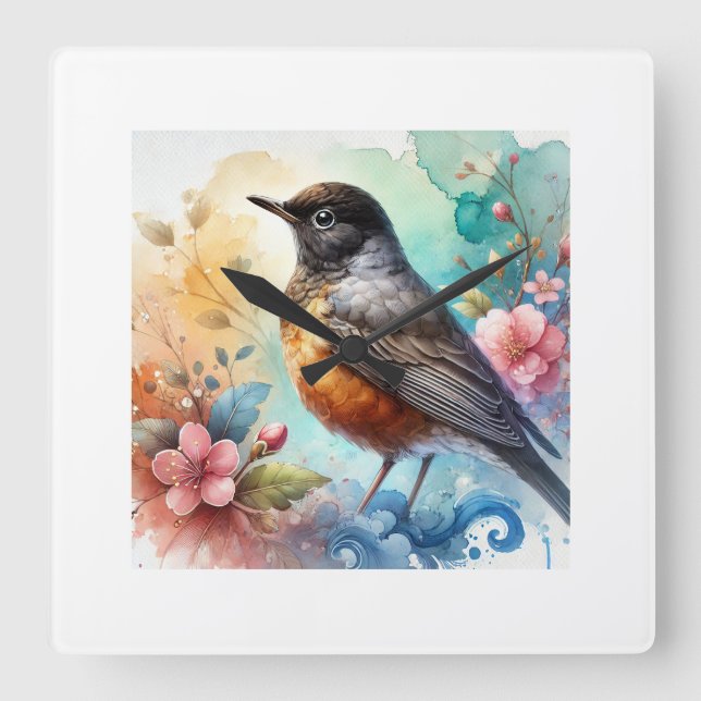 Reloj Cuadrado Blackheaded Nightingale Thrush 170724AREF128 - Wat (Anverso)