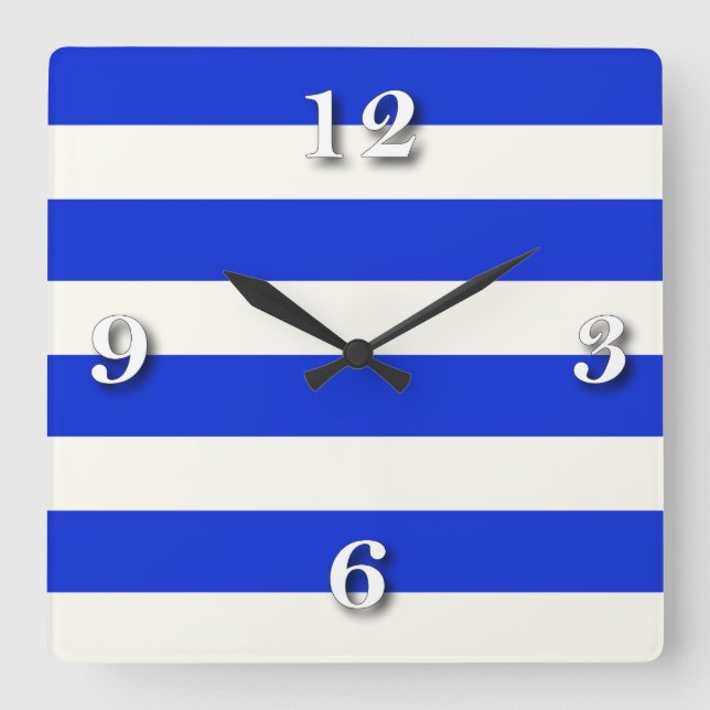 Reloj Cuadrado blanco azul beige.ai de la raya (Anverso)