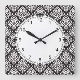 Reloj Cuadrado Blanco de Damask en negro