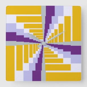 Reloj Cuadrado Blanco dorado morado amarillo
