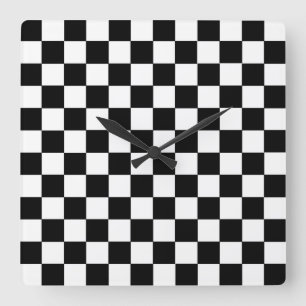Reloj Cuadrado Blanco y negro a cuadros