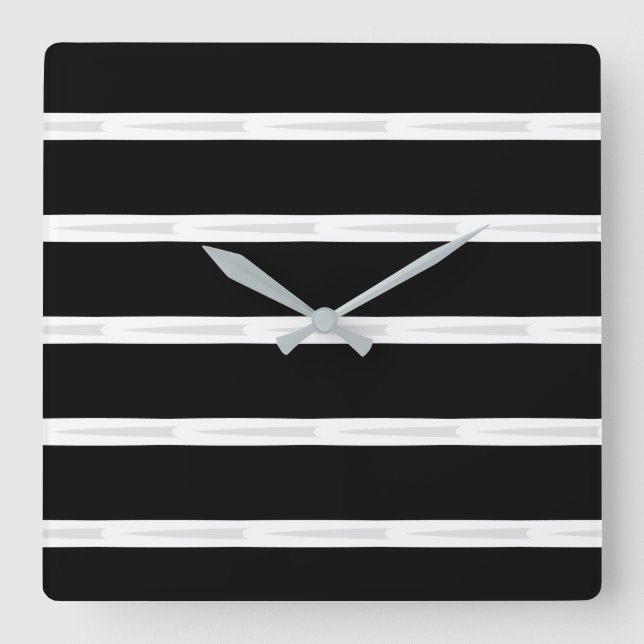Reloj Cuadrado Blanco y negro monocromo (Anverso)