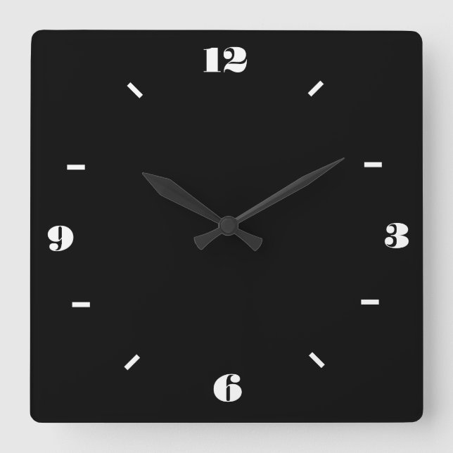 Reloj Cuadrado Blanco y negro > Wallclocks de moda (Anverso)