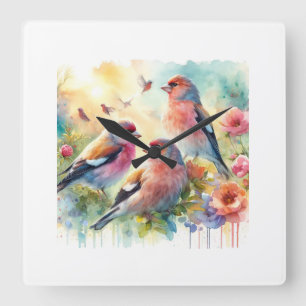 Reloj Cuadrado Blanfords rosefinch 060624AREF103 - Watercolor