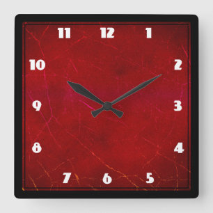 Reloj Cuadrado Blood Red Abstract Texture with Scratches