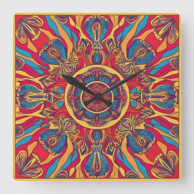 Reloj Cuadrado Blooms en desarrollo (Anverso)