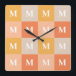 Reloj Cuadrado Bloque de color geométrico monocromático moderno<br><div class="desc">Bloque de color geométrico monocromático moderno</div>