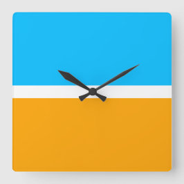 Reloj Cuadrado Bloque de color naranja dorado azul cielo brillant