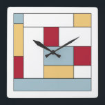 Reloj Cuadrado Bloque de color rojo azul amarillo a mediados del<br><div class="desc">Este fabuloso reloj moderno de mediados de siglo presenta bloques de colores rectangulares en azul,  rojo,  amarillo,  blanco y negro. ¡Añade algo de diversión a tu pared!</div>