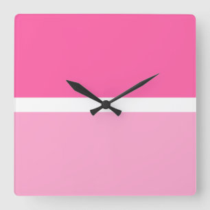Reloj Cuadrado Bloques de color rosa de dos tonos divertidos y br