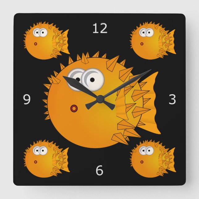 Reloj Cuadrado Blowfish sorprendido (Anverso)