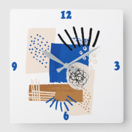Reloj Cuadrado Blue and Beige Abstract Line 