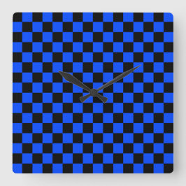 Reloj Cuadrado Blue and black checkerboard pattern