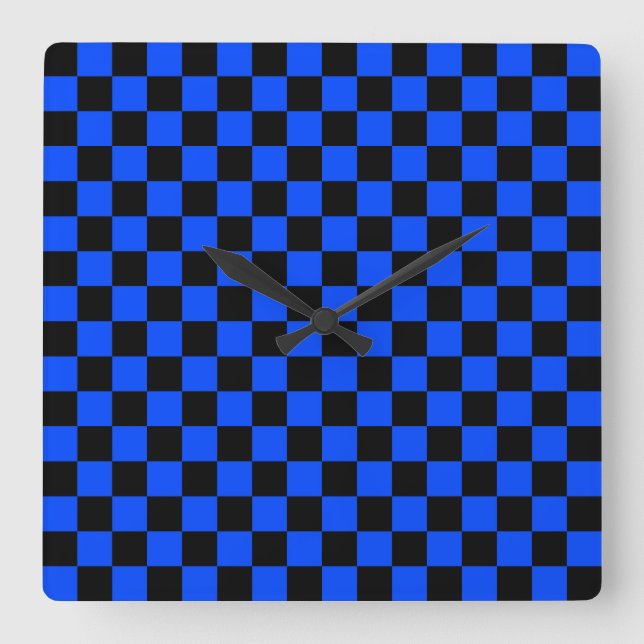 Reloj Cuadrado Blue and black checkerboard pattern (Anverso)