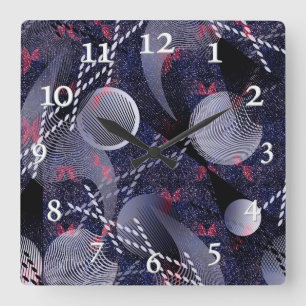 Reloj Cuadrado Blue and red geometric abstraction. square wall cl