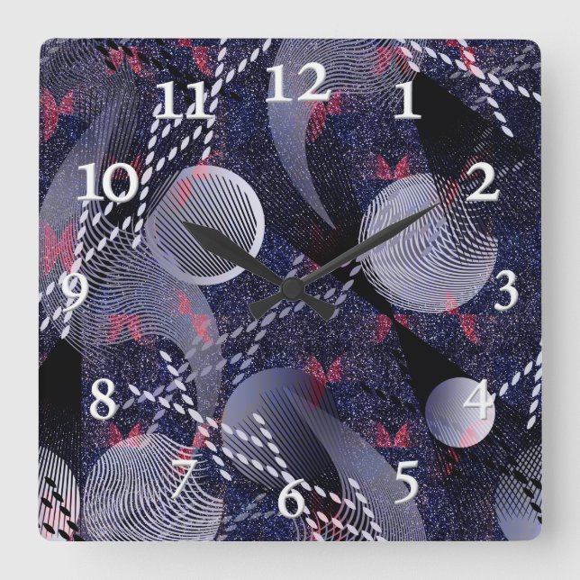 Reloj Cuadrado Blue and red geometric abstraction. square wall cl (Anverso)