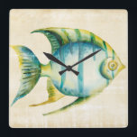 Reloj Cuadrado Blue and Yellow Aquarium Fish<br><div class="desc">Blue and Yellow Aquarium Fish  Artist: Chariklia Zarris</div>