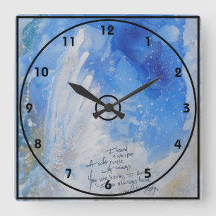 Reloj Cuadrado Blue Angel wings, softly present watercolor Canvas