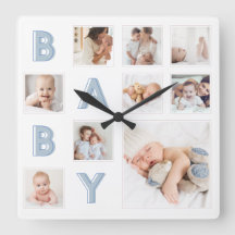 Blue Baby Letters New Baby Photo Grid Collage