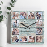 Reloj Cuadrado Blue Beach Driftwood Planea un Náutico Rústico<br><div class="desc">Crea fácilmente tu propio reloj de pared estilo casa-lago de tablas de marisco rústico azul personalizado con tus fotos personalizados. La plantilla utiliza un filtro de fotos para crear un aspecto más coordinado. Para obtener los mejores resultados, recortar las imágenes a cuadrado - con el punto de enfoque en el...</div>