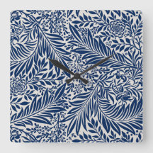 blue floral pattern with diverse leaves & blossoms