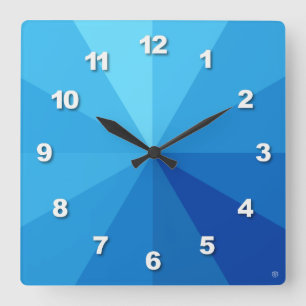 Reloj Cuadrado Blue Gradient Number Square Wall Clock