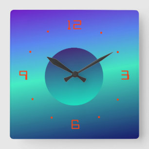 Reloj Cuadrado Blue Green Moon Illuminated Design>Wall Clock