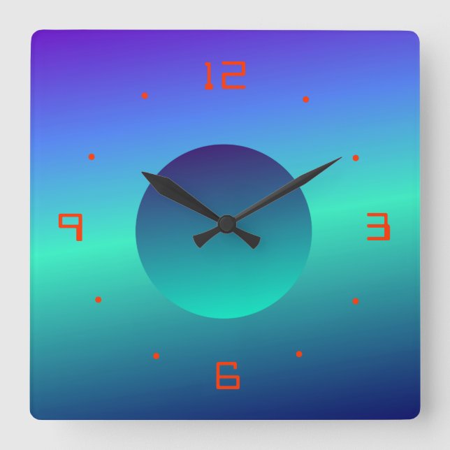 Reloj Cuadrado Blue Green Moon Illuminated Design>Wall Clock (Anverso)