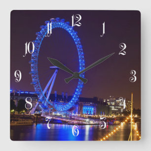 Reloj Cuadrado Blue light London eye in the night